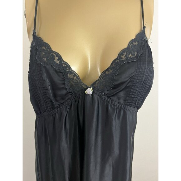 Vintage Nightwinds Women's XS Black Long Nightgown Full Length Nylon Rayon Blend - Picture 2 of 11